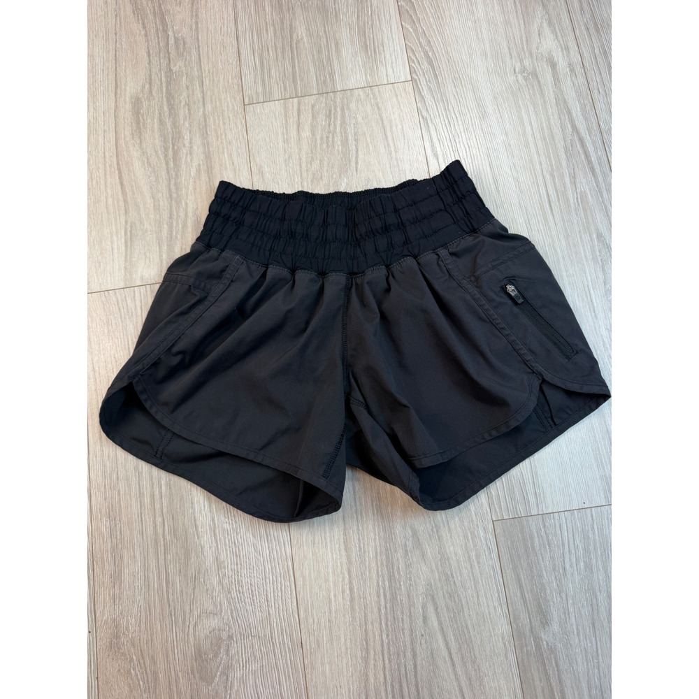 Lululemon Tracker Short V Black Smocked Waist Running Athletic Shorts Size 4 - Picture 1 of 7